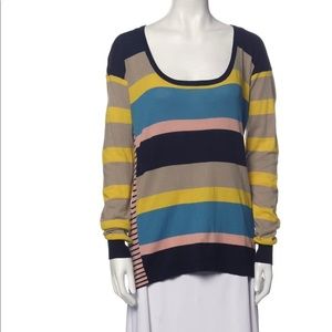 Marc by Marc Jacobs Striped Lightweight Scoop Neck Pullover Sweater-Size Medium